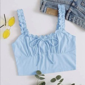 🦋 Baby Blue Ruched Crop Top - NEW